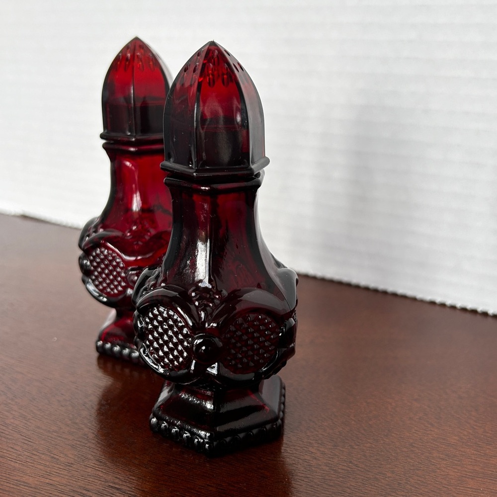 Vintage Avon Cape Cod Ruby Red Glass Salt & Pepper